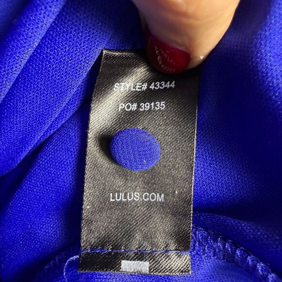 Lulus Wondrous Water Lilies Royal Blue Maxi Dress Sz M Long Semi Formal V Neck - Picture 13 of 14